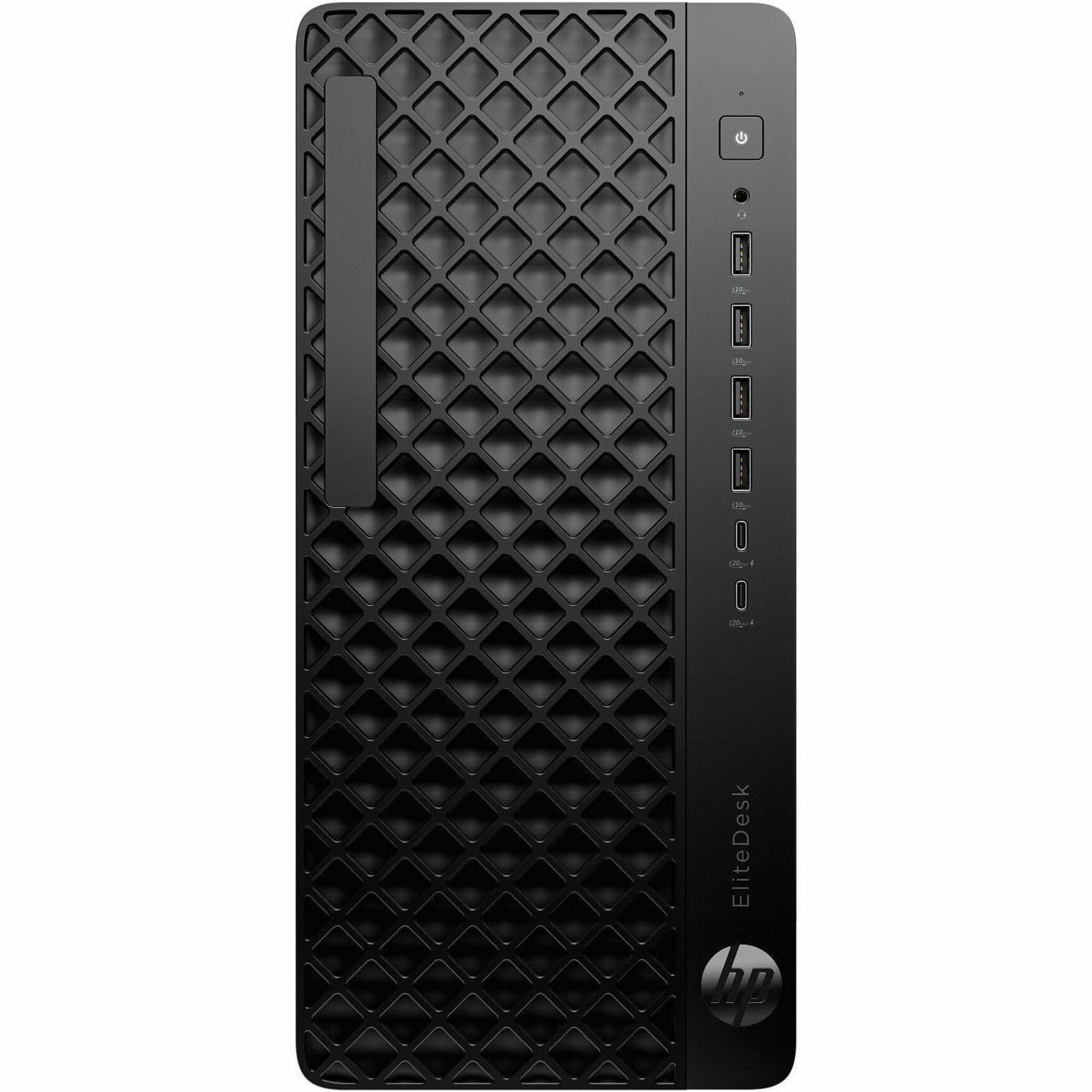 HP EliteDesk 8 G1i Desktop Computer - Intel Core Ultra 7 265 - vPro Technology - 32 GB - 512 GB PCI Express NVMe 4.0 x4 SSD - Tower - Jack Black - Intel Q870 Chip - Windows 11 Pro - Intel DDR5 SDRAM - French Keyboard - 280 W — front