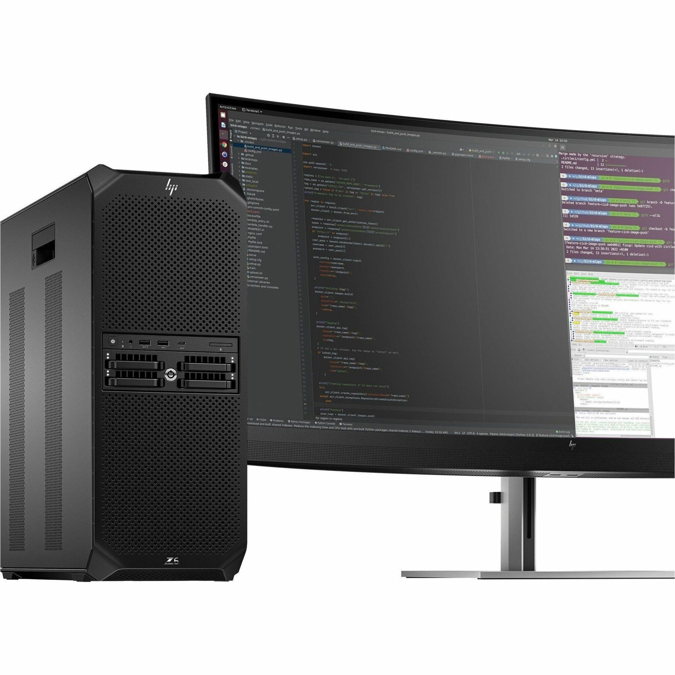 HP Z6 G5 A Workstation - 1 x AMD Ryzen Threadripper PRO 9995WX - 512 GB - Tower - Black - AMD PRO 695 Chip - Serial ATA/600, NVMe Controller - 0, 1, 5, 10 RAID Levels - Gigabit Ethernet — alternate image4