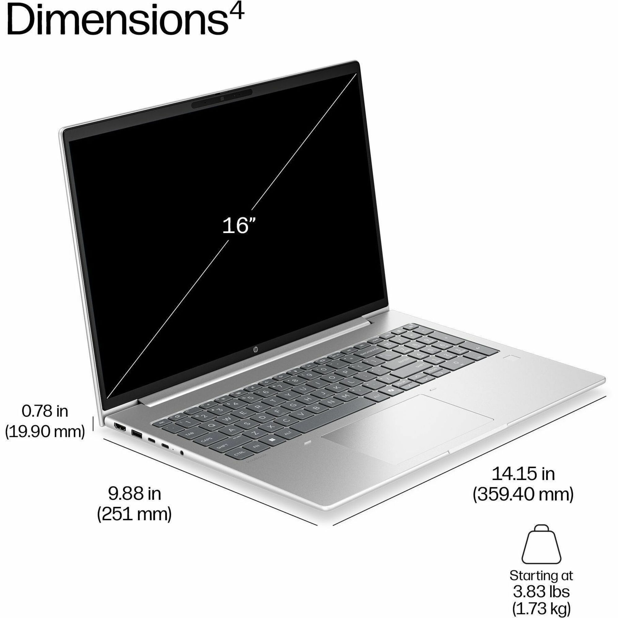 HP ProBook 4 G2a 16" Touchscreen Notebook - WUXGA - AMD Ryzen 7 Ryzen 200 Series 250 - 16 GB - 512 GB SSD - English Keyboard - Pike Silver - AMD Chip - 1920 x 1200 - Windows 11 Pro - AMD - In-plane Switching (IPS) Technology - Front Camera/Webcam - IEEE 802.11ax Wireless LAN Standard - Wi-Fi 6E — alternate image5