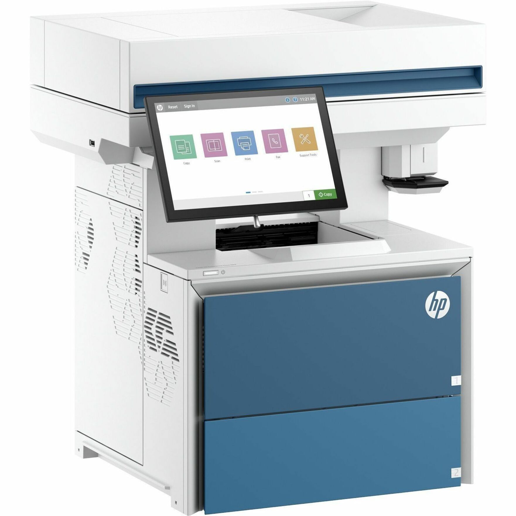 HP LaserJet Enterprise 6600zfw Wired & Wireless Laser Multifunction Printer - Monochrome - Copier/Printer/Scanner - 83 ppm Mono Print - 1200 x 1200 dpi Print - Automatic Duplex Print - Up to 360000 Pages Monthly - Color Flatbed, ADF Scanner - 600 dpi Optical Scan - Gigabit Ethernet - Wireless LAN - Apple AirPrint, Mopria, Microsoft Universal Print - USB — right