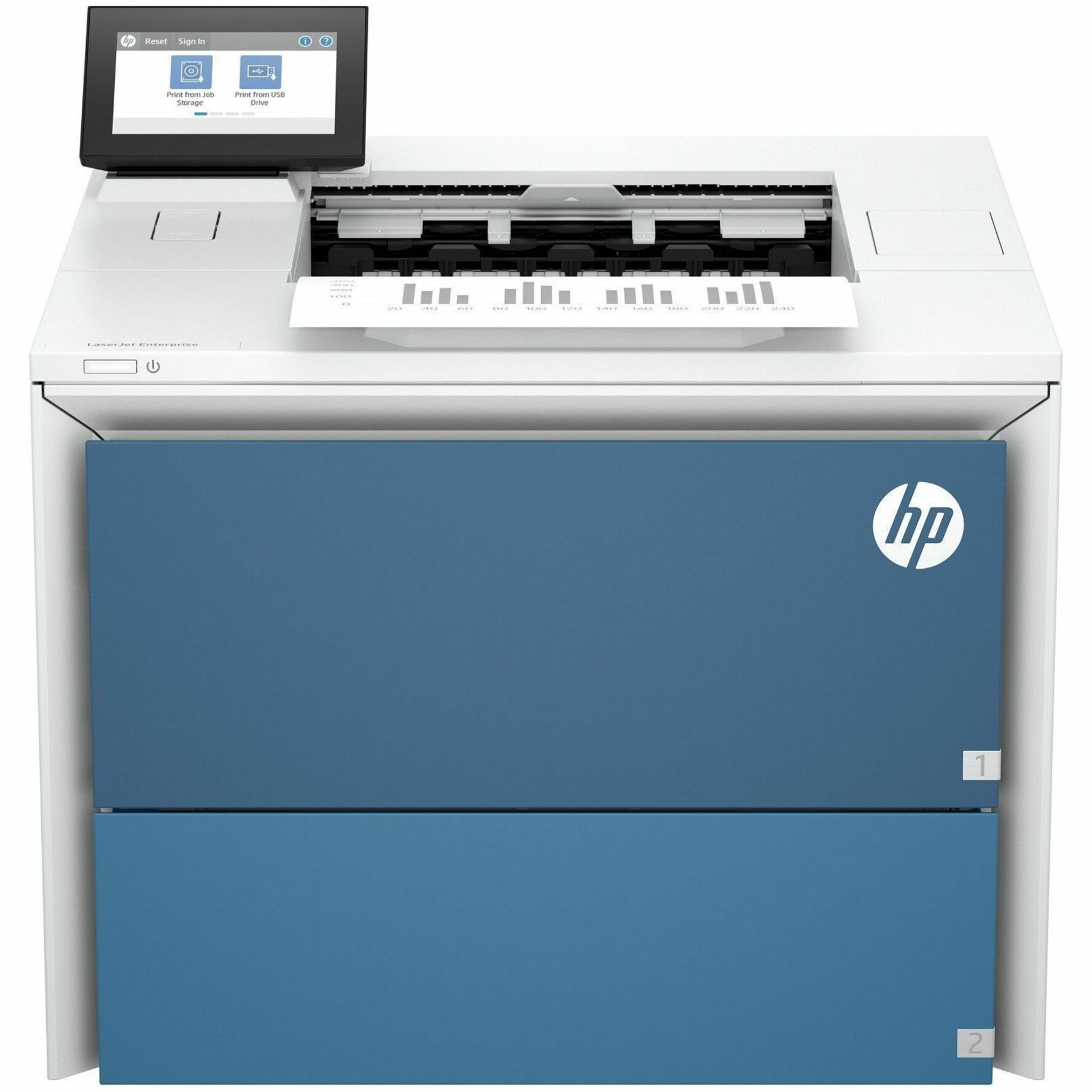 HP LaserJet Enterprise 6501dn Wired Laser Printer - Monochrome - 83 ppm Mono - 1200 x 1200 dpi Print - Automatic Duplex Print - 650 Sheets Input - Ethernet - Apple AirPrint, Mopria, Microsoft Universal Print - 225000 Pages Duty Cycle - Gigabit Ethernet - USB — front