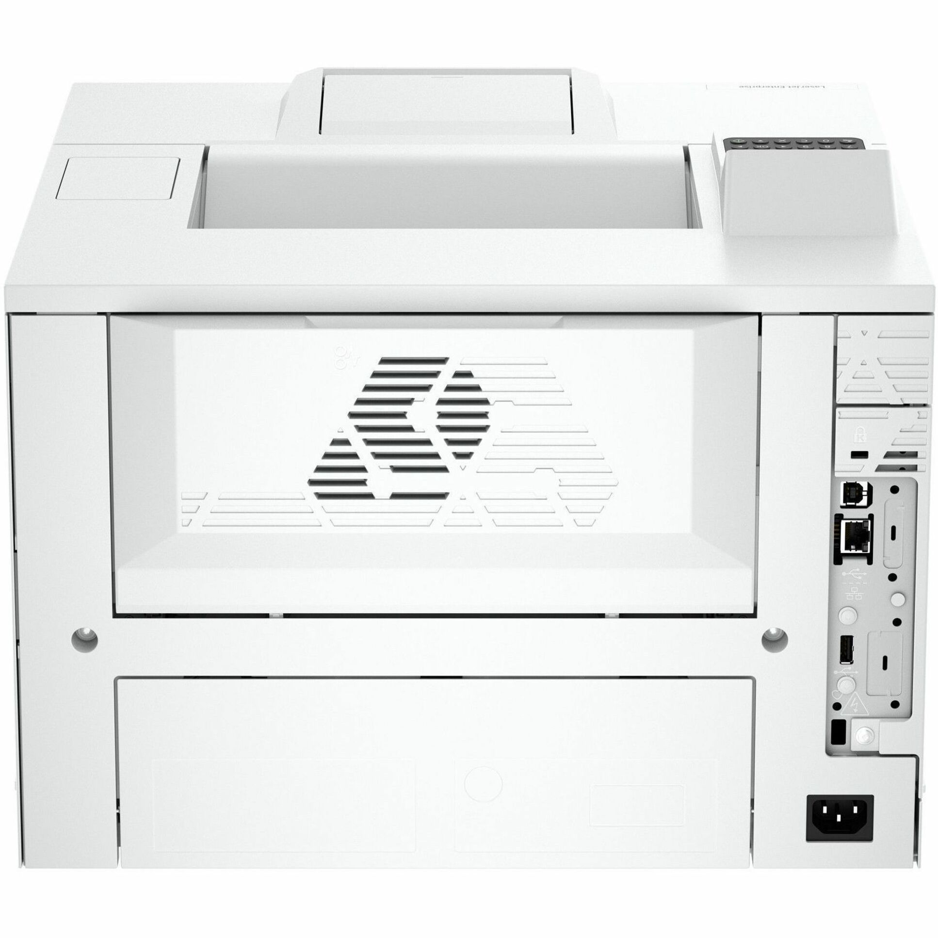 HP LaserJet Enterprise 5501n Wired Laser Printer - Monochrome - 76 ppm Mono - 1200 x 1200 dpi Print - Manual Duplex Print - 650 Sheets Input - Ethernet - Apple AirPrint, Mopria, Microsoft Universal Print - 150000 Pages Duty Cycle - Gigabit Ethernet - USB — rear