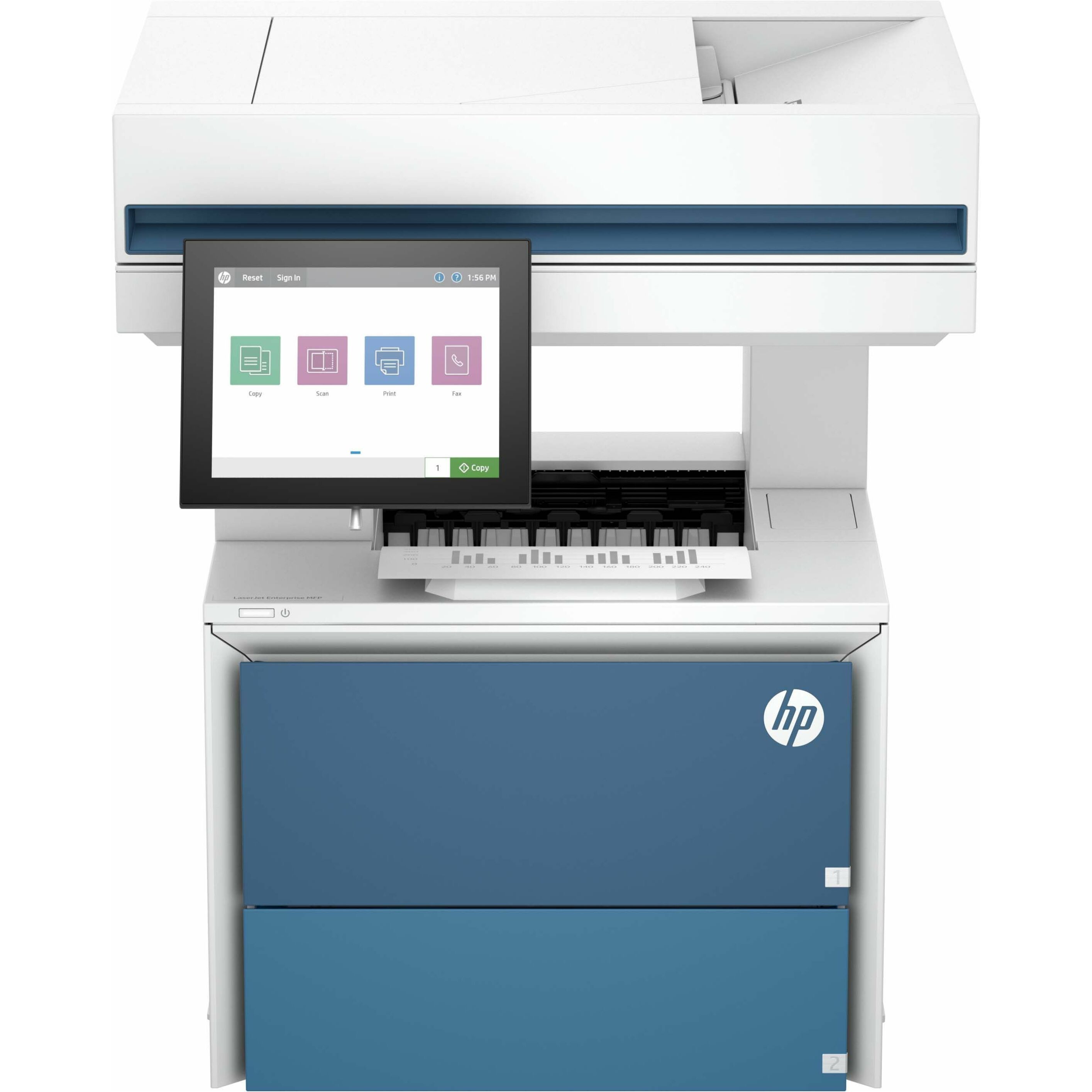 HP LaserJet Enterprise 6600dn Wired Laser Multifunction Printer - Monochrome - Copier/Printer/Scanner - 83 ppm Mono Print - 1200 x 1200 dpi Print - Automatic Duplex Print - Up to 360000 Pages Monthly - Color Flatbed, ADF Scanner - 600 dpi Optical Scan - Gigabit Ethernet - Apple AirPrint, Mopria, Microsoft Universal Print - USB