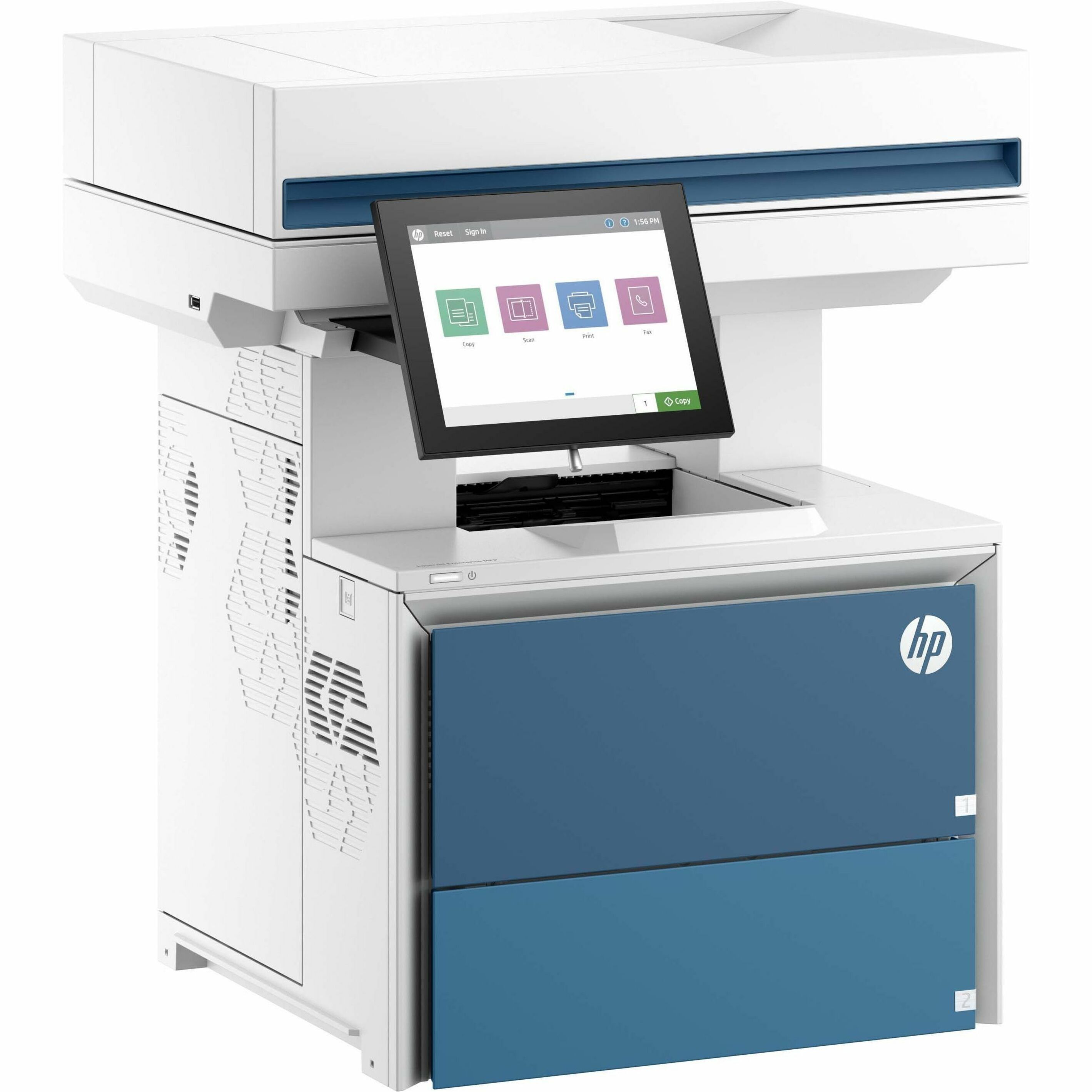 HP LaserJet Enterprise 6600dn Wired Laser Multifunction Printer - Monochrome - Copier/Printer/Scanner - 83 ppm Mono Print - 1200 x 1200 dpi Print - Automatic Duplex Print - Up to 360000 Pages Monthly - Color Flatbed, ADF Scanner - 600 dpi Optical Scan - Gigabit Ethernet - Apple AirPrint, Mopria, Microsoft Universal Print - USB — right