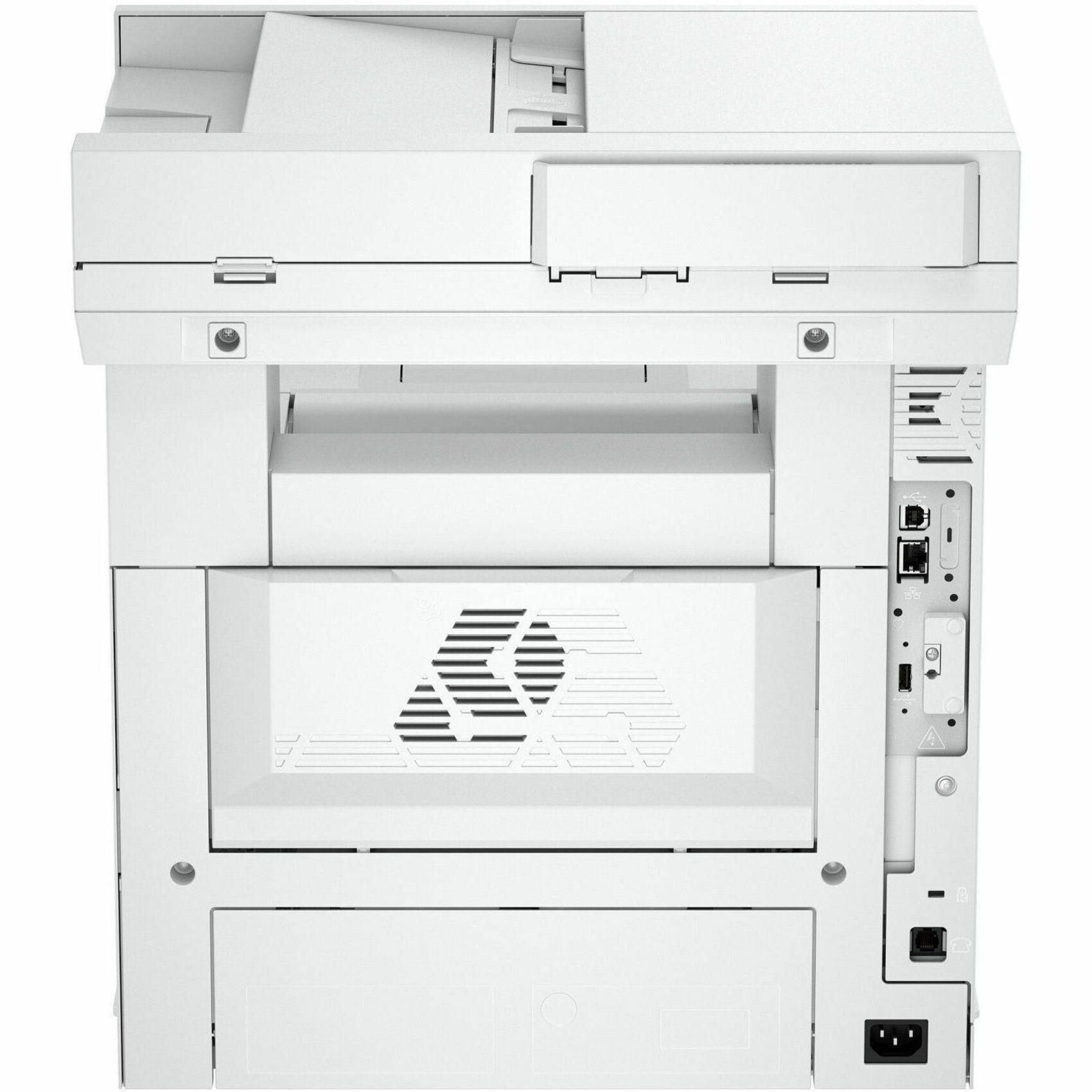 HP LaserJet Enterprise 5601dn Wired Laser Multifunction Printer - Monochrome - Copier/Printer/Scanner - 76 ppm Mono Print - 1200 x 1200 dpi Print - Automatic Duplex Print - Up to 150000 Pages Monthly - Color CIS, Flatbed, ADF Scanner - 600 dpi Optical Scan - Gigabit Ethernet - Apple AirPrint, Mopria, Microsoft Universal Print - USB — rear