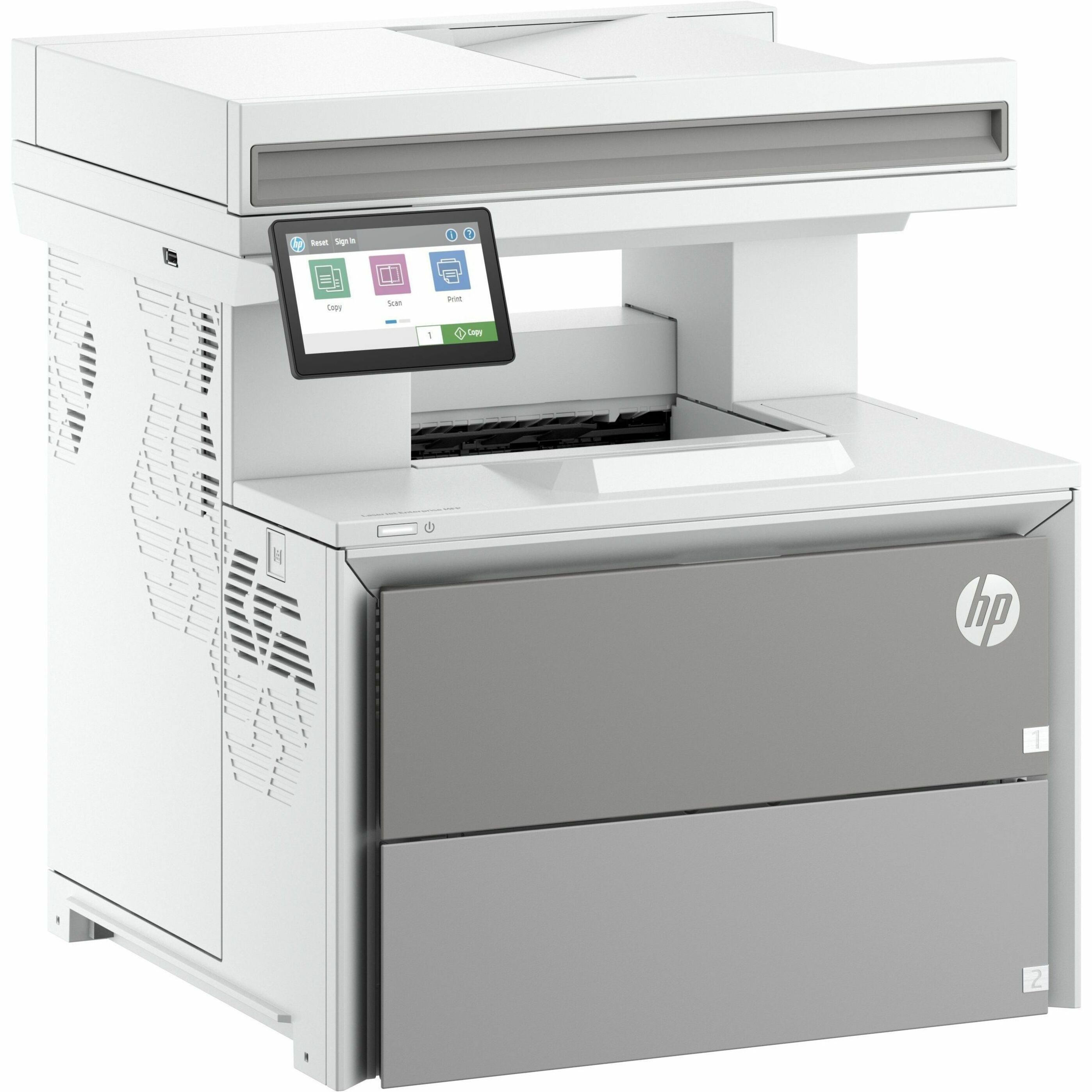 HP LaserJet Enterprise 5601dn Wired Laser Multifunction Printer - Monochrome - Copier/Printer/Scanner - 76 ppm Mono Print - 1200 x 1200 dpi Print - Automatic Duplex Print - Up to 150000 Pages Monthly - Color CIS, Flatbed, ADF Scanner - 600 dpi Optical Scan - Gigabit Ethernet - Apple AirPrint, Mopria, Microsoft Universal Print - USB — right