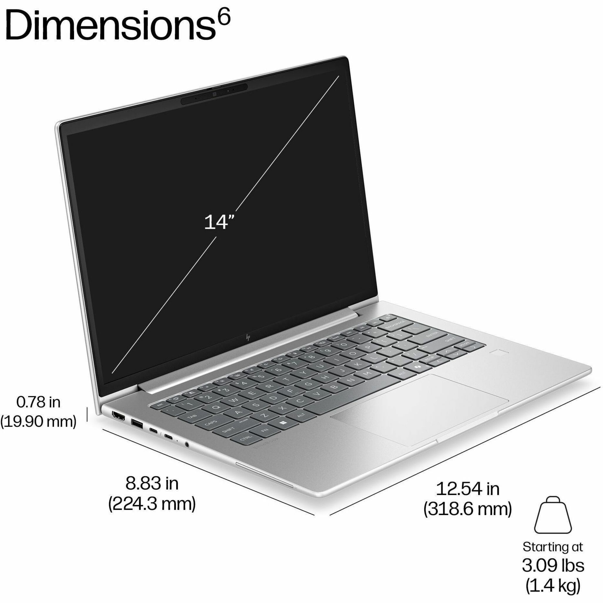 HP EliteBook 6 G2ah 14" Notebook - 5G - AMD Ryzen 5 PRO Ryzen PRO 200 Series 215 - 16 GB - 512 GB SSD - Pike Silver - AMD Chip - LTE - AMD — alternate image6