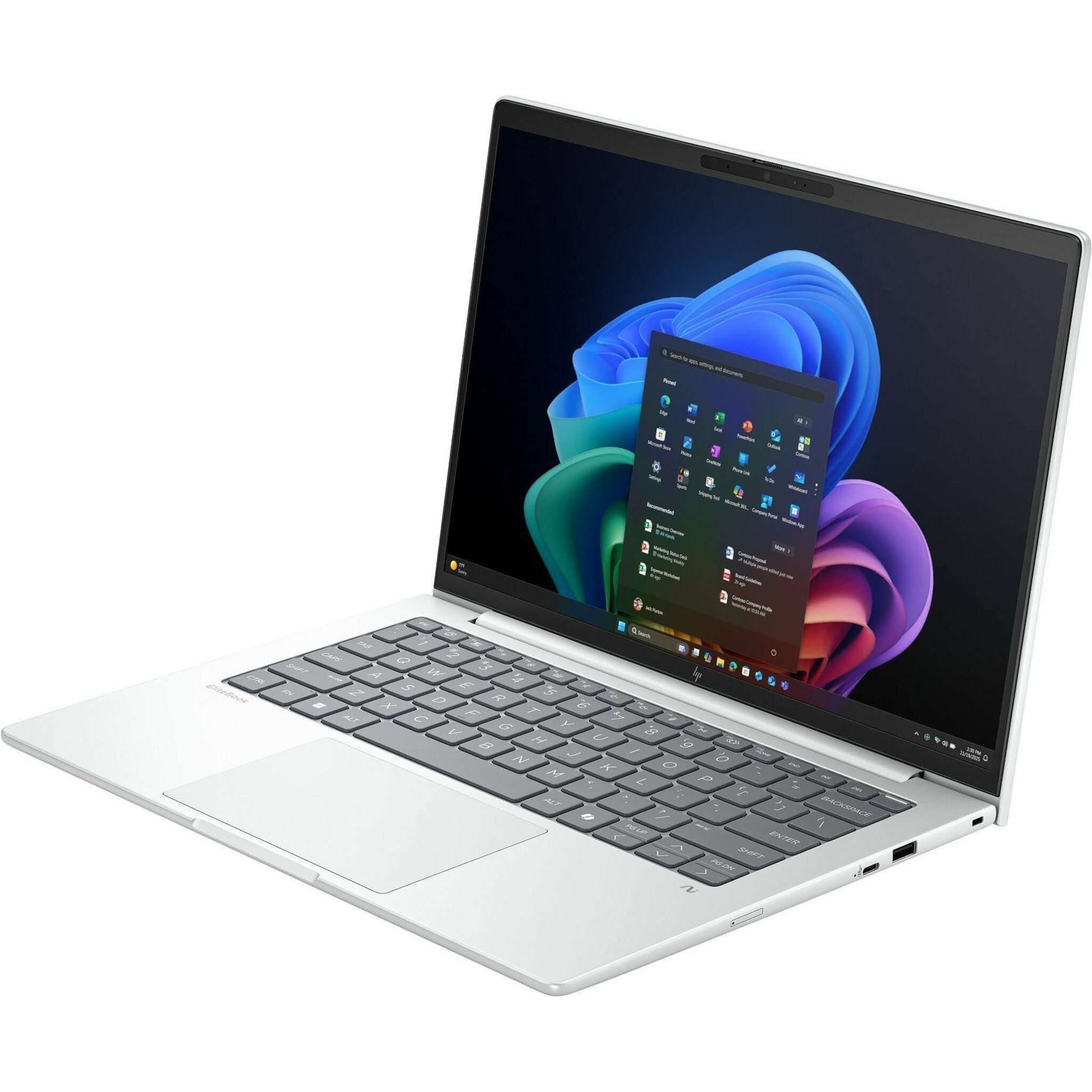 HP EliteBook 8 G1i 14" Touchscreen Notebook - WUXGA - 60 Hz - Intel Core Ultra 7 258V - 32 GB - 1 TB SSD - Glacier Silver - Intel Chip - 1920 x 1200 - Windows 11 Pro - Intel - In-plane Switching (IPS) Technology - Front Camera/Webcam - 20.75 Hours Battery Run Time - IEEE 802.11be Wireless LAN Standard - Wi-Fi 7 — alternate image2